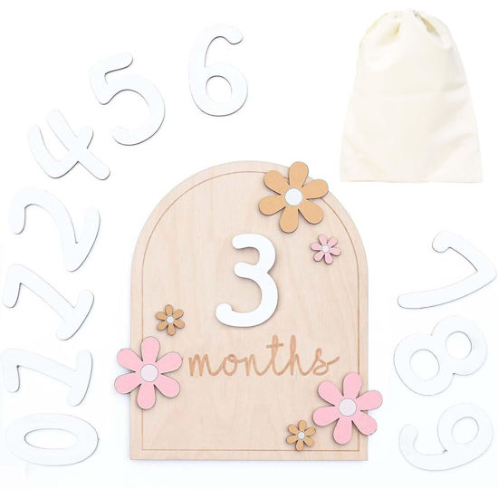Picture of Baby Monthly Milestone Cards, Month Baby Milestone Signs, Perfect Newborn Photography Props to Document Your Baby´s Growth, Newborn Gift for Girl and Boy (Flower)