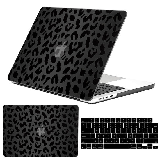 Picture of GABraden Compatible with MacBook Air 13.6 inch Case 2022 2024 Release A2681 M2 & A3113 M3 Chip with Liquid Retina Display & Touch ID and Keyboard Protectors,Laptop Hard Shell（Black Leopard Cheetah）