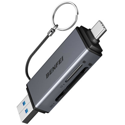 Picture of BENFEI SD Card Reader, USB C to SD Micro SD Card Memory Card Adapter Dual Slot Compatible with iPhone 15 Pro/Max, MacBook Pro/Air 2023, iPad Pro, iMac, S23, XPS 17, Surface Book 3 and More