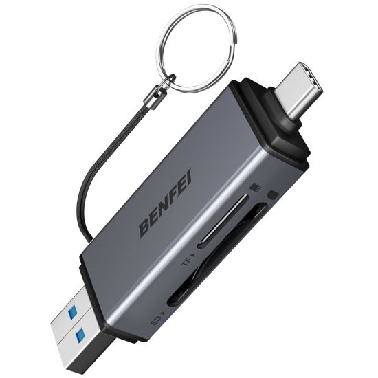 Picture of BENFEI SD Card Reader, USB C to SD Micro SD Card Memory Card Adapter Dual Slot Compatible with iPhone 15 Pro/Max, MacBook Pro/Air 2023, iPad Pro, iMac, S23, XPS 17, Surface Book 3 and More