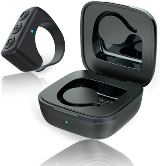 Picture of Tiktok and Kindle app Scrolling Ring Smart Remote Control Ring for TikTok Page Turner for Kindle App, Bluetooth Control Video Recording, iPhone, iPad, iOS, Android - Black (Black)