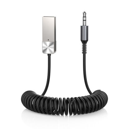 Picture of GLOBELEC Aux to Bluetooth 5.3 Adapter,USB-3.5mm Aux Audio Adapter Receiver with Built-in Mic for Hands-Free Calls,Plug and Play Bluetooth Receiver,Compatible with Car Speaker and Home Audio
