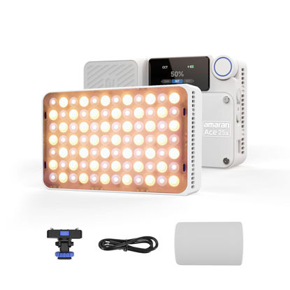 Picture of amaran Ace 25x Video Light,25W Bi-Color On-Camera Light Rechargeable LED Photography Light CCT 2700K-6500K,App Control,10 Light Effects,Support Magnetic Attraction,for Vlog/Video (Wihte)