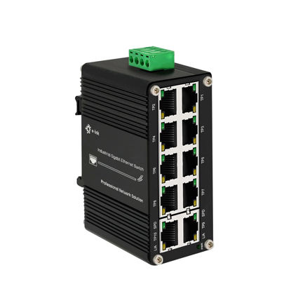 Picture of Mini Industrial Switch 10 Ports Gigabit Switch Hardened 10 Port RJ45 10/100/1000Mbps Ethernet Switch Din Rail Mount Outdoor Ethernet Switch, Unmanaged Network Switch (-40 to 176°F) with 12-48V DC