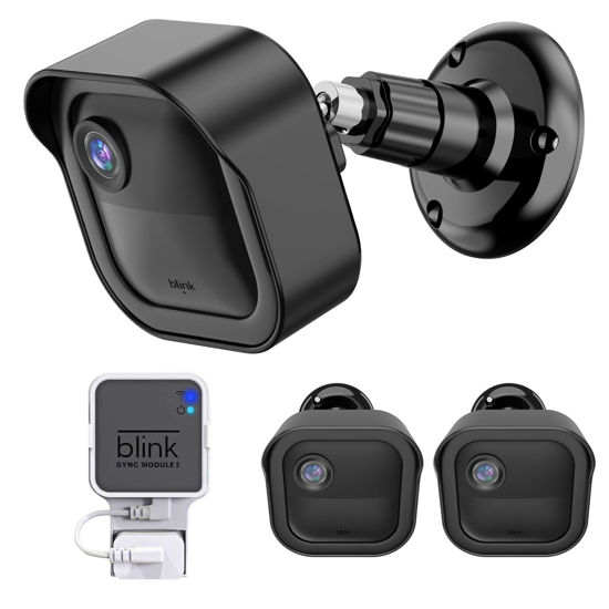 Picture of Gresur All-New Blink Camera Wall Mount for Blink Outdoor (4th & 3rd Gen) Camera,Weatherproof Protective Cover and 360 Degree Adjustable Mount (Black, 2 Pack)