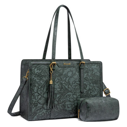 Picture of LOVEVOOK Laptop Bag for Women Vintage Leather Laptop Tote 15.6 inch Large Capacity Computer bag with Clutch Purse for Work
