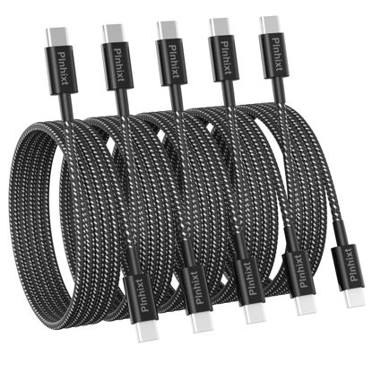 Picture of USB C to USB C Cable, 5Pack 6FT 60W(3.1A) Nylon Braided USB C Charger Cable for for iPhone 16/16 Plus/16 Pro Max/15/15 Plus/15 Pro Max, MacBook Pro, iPad Pro Air,Samsung S24/S24 Ultra/S23 USBC Charger