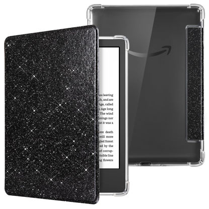 Picture of CoBak Case for 6" Kindle 11th Gen (2024 and 2022 Release) - Ultra Slim Transparent Clear TPU Back Shell Protective Cover with Auto Wake/Sleep for Kindle 11th Generation 2024 Release, Glitter Black