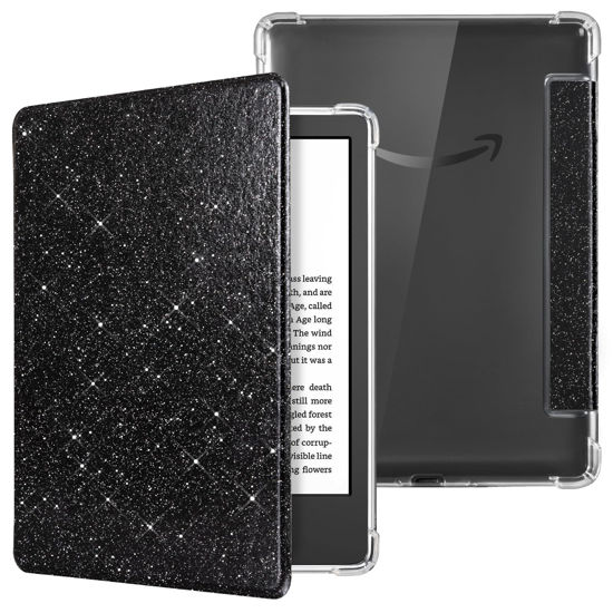 Picture of CoBak Case for 6" Kindle 11th Gen (2024 and 2022 Release) - Ultra Slim Transparent Clear TPU Back Shell Protective Cover with Auto Wake/Sleep for Kindle 11th Generation 2024 Release, Glitter Black