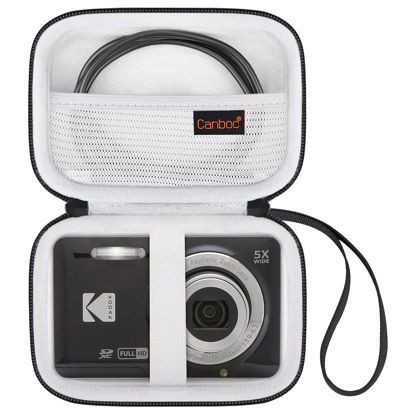 Picture of Canboc Hard Case for Kodak PIXPRO Friendly Zoom FZ55 / FZ45 / FZ53 16MP Digital Camera, Mesh Pocket fits SD Card, USB Charging Adapter, USB Cable, Black
