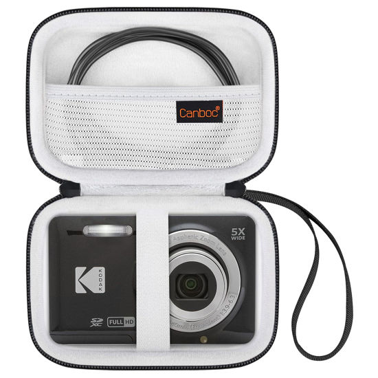 Picture of Canboc Hard Case for Kodak PIXPRO Friendly Zoom FZ55 / FZ45 / FZ53 16MP Digital Camera, Mesh Pocket fits SD Card, USB Charging Adapter, USB Cable, Black