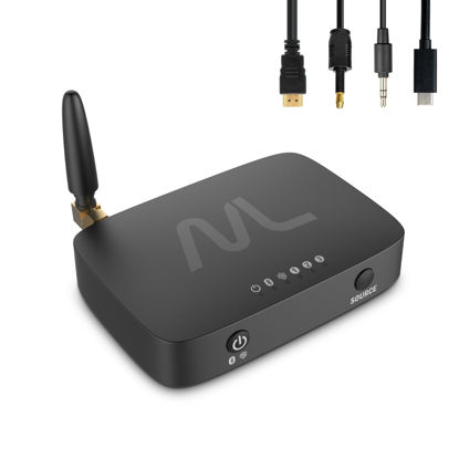 Picture of Moerlab TV hearMore Bluetooth Auracast Audio Transmitter for TV/PC to Unlimited Audio Receivers, Optical/AUX/MIC/HDMI Connections, Low Latency Adapter, Support Android/iOS/Windows/MAC/Linux