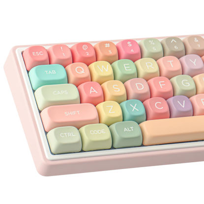 Picture of TYRIXKI PBT Keycaps 126 Keys MOA Profile Cute Keycaps Dye-Sublimation Rainbow Candy Keycaps Set Custom Keycaps for Cherry Gateron MX Swithes Mechanical Keyboards