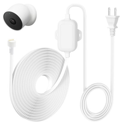 Picture of 30ft/9m Power Adapter Compatible with Google Nest Cam Outdoor or Indoor, Battery(2nd Gen), Weatherproof Power Cable for Nest Cam Continuously with One-Piece Molding Adapter