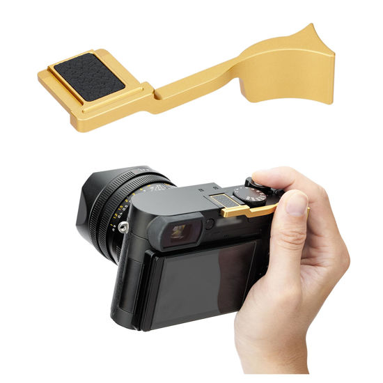 Picture of JJC Deluxe Metal Thumb Up Grip for Leica Q3 43/Q3 Cameras, Hot Shoe Thumb Rest Support Grip for Stable and Safe Hand Hold, with Anti-Scratch Silicone Pad, Not Affect The Use of Camera Buttons