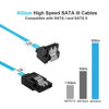 Picture of ADCAUDX SATA-III Cable:12 Inches,3 Pack SATA 90-Degree Cable SATA Right-Angle Cable Thin SATA Cable SATA 6-Gbps Cable with Locking Latch for SDD,HDD,Computer,Blue(0.3M)