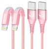 Picture of Aioneus iPhone Charger 10 ft 2Pack, (Apple Certified) Lightning Cable 10 Foot Nylon Braided Fast Charging Extra Long 10ft iPhone Cord Compatible with iPhone 13 12 11 XS XR 10 8 7 6 Plus - Pink
