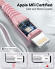Picture of Aioneus iPhone Charger 10 ft 2Pack, (Apple Certified) Lightning Cable 10 Foot Nylon Braided Fast Charging Extra Long 10ft iPhone Cord Compatible with iPhone 13 12 11 XS XR 10 8 7 6 Plus - Pink
