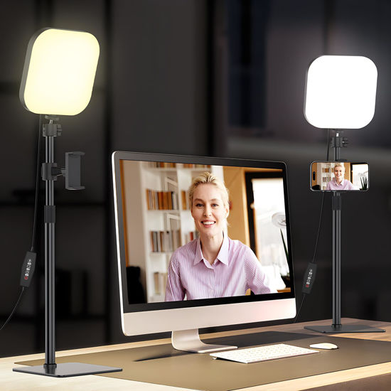 Picture of Video Conference Lighting, 180 LED Video Light with 3 Color & 5 Brightness & Timmer for Video Recording, Webcam Light Phone Holder for Laptop Computer Online Meeting, Video Calls, Live Streaming