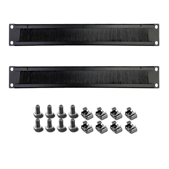 Picture of 1U Blank Panel, 1U 19 Inch Blank Rack Mount Panel,1U Disassembled Rack Mount Cable Management Panel, 1U Rack Mount Panel Spacer W/Brush for Server Network Rack Enclosure Cabinet Cable (2pcs-Brush)