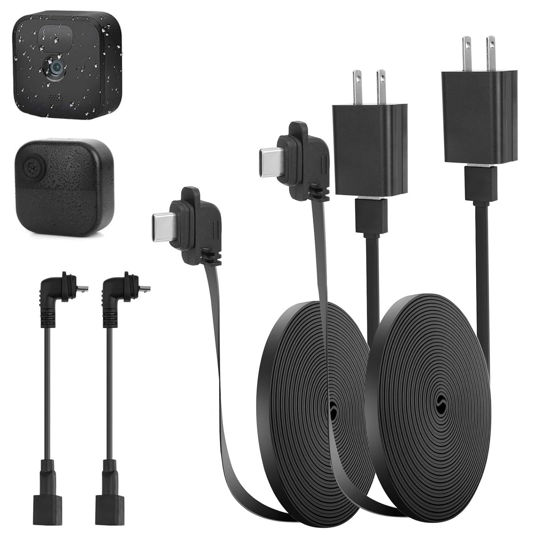 Picture of iTODOS 2 Pack 10ft/3m Outdoor Power Cord for Blink Outdoor 4(4th Gen)/Blink Outdoor (3rd Gen)/Blink XT XT2 Camera,Weatherproof Charging Cable with Extra Type C to Micro USB Adapter
