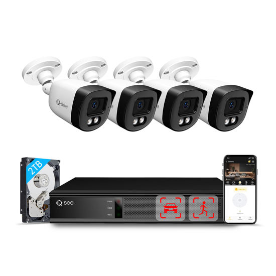 Picture of 5MP Security Camera System, AI Human/Vehicle Detection, Color Night Vision, Wired 8CH NVR with 4pcs PoE IP Cameras, 24/7 Recording Surveillance for Home Security, Remote Access(Built-in 2TB HDD)