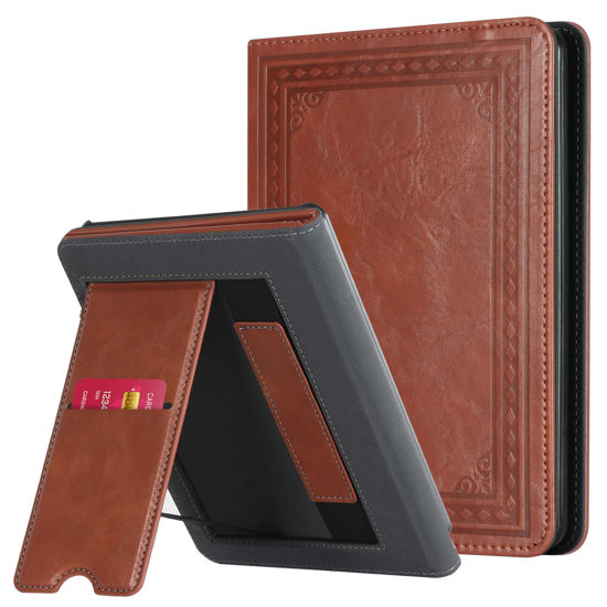 Picture of CoBak Case with Stand for Kindle Paperwhite 12th Gen 2024 Released (7") & Kindle Colorsoft Signature Edition - Durable PU Leather Cover with Auto Sleep Wake, Card Slot, Hand Strap Feature, Vintage