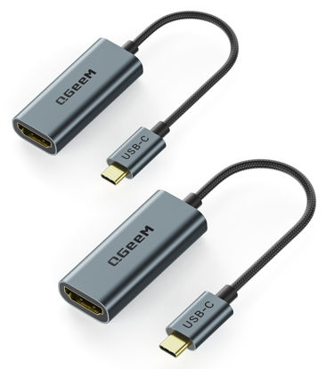 Picture of QGeeM USB C to HDMI Adapter 4K@60Hz,Thunderbolt 3/4 to HDMI Adapter,HDMI to USB C Converter Compatible for MacBook Pro/Air,iPhone16/15 Pro Max Plus,iPad Mini Air,Dell,Galaxy S24Ultra and More-2 Pack
