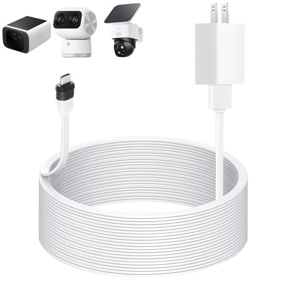 Picture of 25FT/7.5M Charging Cable Compatible with eufy Security SoloCam S220/S340/C210/E30, eufyCam3/S330, eufy Security Indoor Cam S350/C210/C220, Power Extension Cable Provides Constant Power Supply