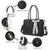 Picture of MOSISO Laptop Bag for Women, 17-17.3 inch PU Leather Tote Bag Compatible with MacBook, HP, Dell, Asus Notebook, Front Embossed Retro Hibiscus Computer Bag with Silk Scarf&Clutch Purse, Black