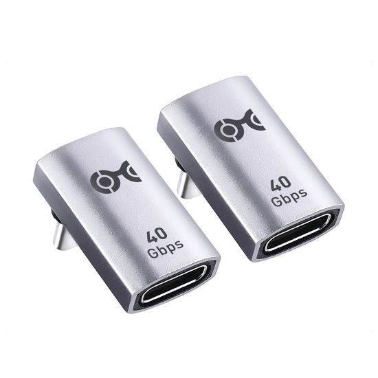 Picture of Cable Matters 2-Pack 40Gbps Right Angle USB C Adapter, Up to [4K@240Hz Video, 240W Charging, 40Gbps Data Transfer] 90 Degree USB C Adapter, Compatible with Thunderbolt 4, iPhone 16, Steam Deck