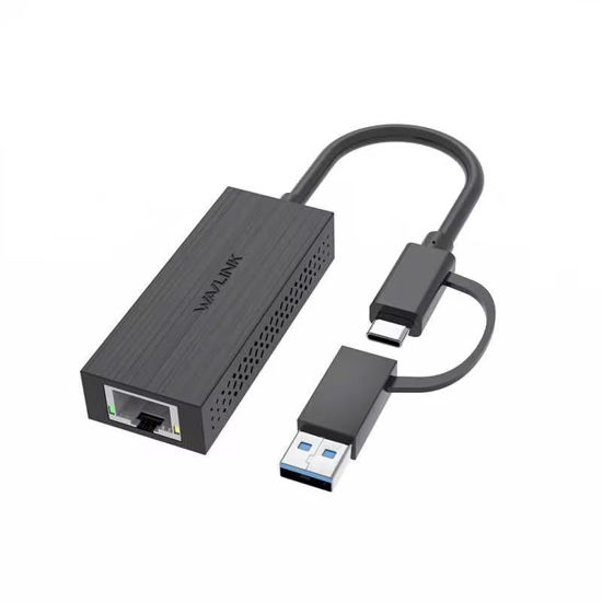 Picture of USB C to 2.5G Ethernet Adapter, WAVLINK 2-in-1 USB 3.2 Type A/Type C (Thunderbolt 3/4) to 2.5 Gigabit Ethernet Adapter RJ45 LAN Network Converter for Windows, Mac OS, iPad OS and More