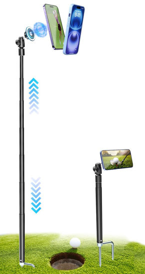 Picture of Kolasels Golf Monopod Selfie Stick with Magnetic Phone Holder Mount - 57" Metal Pole Golf Phone Holder for Record Swing, Putting, Golf Training Aid, Tripod for iPhone 16 15 Compatible with Magsafe