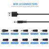 Picture of Universal Charger Power Core, 5V USB to DC 5.5x2.1mm, Charging Cable Set with 5V 1A Adapter, 10 Connectors (Micro-USB, Type-C, Mini USB, 2.5x0.7, 3.0x1.1, 3.5x1.35, 4.0x1.7, 4.8x1.7, 5.5x2.5) 3.3FT