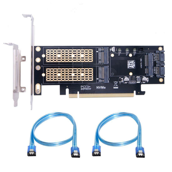 Picture of chenyang M.2 NVME to PCIe 3.0/4.0 X16 ＆ SATA/MSATA SSD to SATA 3 in 1 Combo SSD Upgrade Expansion Card Adapter