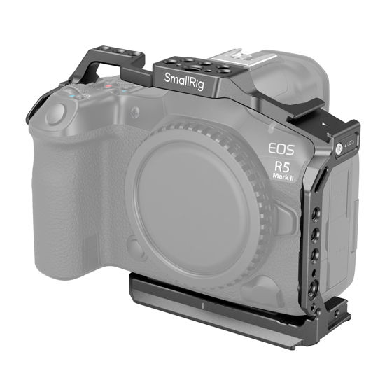 Picture of SMALLRIG R5 II Cage for Canon R5 Mark II, Aluminum Alloy Camera Video Cage with Cold Shoe Mount, 1/4''-20 & 3/8''-16 Threaded Holes, Quick Release Plate for Arca-Swiss - 4978
