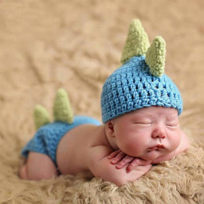 Picture of Newborn Photography Props Crocheted Baby Boy Dinosaur Outfit Handmade Knitted Photo Prop Infant Accessories (3-12 Months)