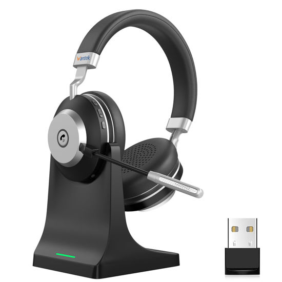 Picture of Wireless Headset with Mic for Work, Bluetooth Headset with Microphone (AI Noise Cancelling), 60 Hours Woktime Wireless Headphone for Work from Home/Call Center/Office/PC/Laptop/Computer/Zoom/Teams