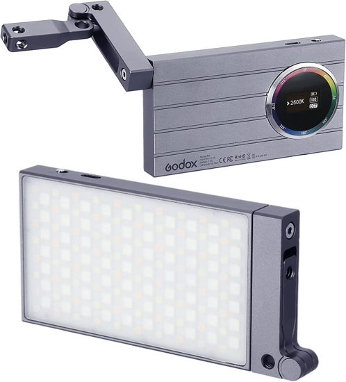 Picture of Godox M1 RGB Camera Light, Portable LED Video Light, Pocket Full Color LED Video Light Panel CRI 97+ 2500k-8500k, Music Beats Function and 15 FX Lighting Effects with Aluminum Alloy Body - Gray