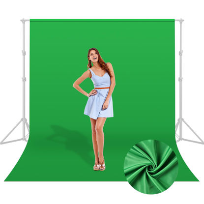 Picture of UTEBIT Green Backdrop 5 x 6.5ft Green Screen Photography Background Polyester Fabric Green Cloth Back Drop for Video/Studio/Photo/Live/Editting(Backdrop Only)