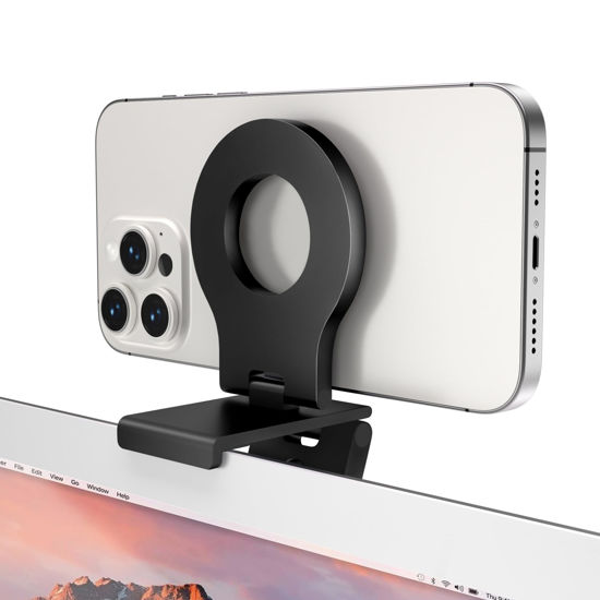 Picture of Itramax Continuity Camera Mount for Desktop Monitor,iPhone Webcam Stand,Magnetic iPhone Monitor Mount,Monitor Continuity Holder with Mag-Safe for iMac,iPhone 16,15,14,13,12,Mac,TV,Laptop