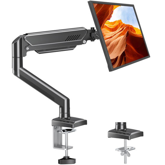 Picture of Single Monitor Arm Desk Mount Fits 13 to 32 inch Computer Monitor, Holds 4.4 to 19.8lbs VESA Monitor Mount, Adjustable Monitor Stand with Clamp/Grommet Mounting Base, 75/100mm Bracket Mount, Freelift