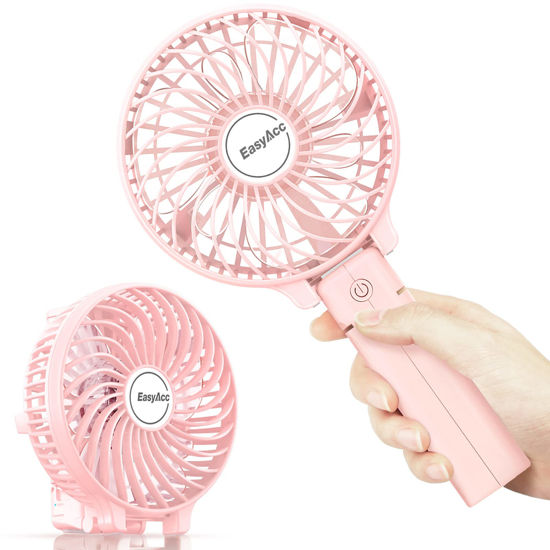 Picture of EasyAcc Mini Handheld Fan, USB Desk Fan Small Personal Portable Stroller Table Fan with Rechargeable Battery Operated Cooling Folding Electric Fan 3-10H Working Hours for Travel Office Outdoor