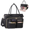 Picture of SIYNPAV Teacher Tote Bag with 15.6 inch Laptop Compartment, Large Work Tote Bag with Insulated Pocket, Quilted Nylon Teacher Utility Bag with Shoulder Strap for Office Supplies Organizer Women (Black)