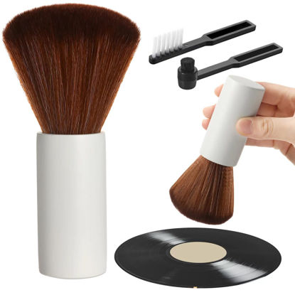 Picture of Ziliny 3 Pcs Vinyl Record Cleaning Brush Wooden Anti Static Dust Record Vinyl Cleaner Kit Record Player Accessories Gift for Music Lovers Vinyl Record(Light Grey)