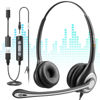 Picture of Wantek USB Headset with Microphone for PC,Laptop,3.5mm/USB/Type-C Jack 3-in-1 USB Headset with Noise Cancelling & Audio Controls,USB Headphones for Call Center,Work,Ofiice,Binaural