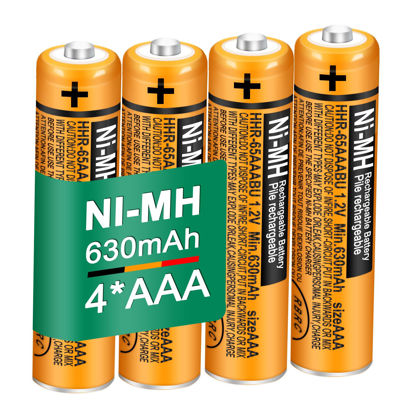 Picture of Triangle Power 4 Pack HHR-65AAABU NI-MH Rechargeable Battery for Panasonic 1.2V 630mAh AAA Battery for Cordless Phones