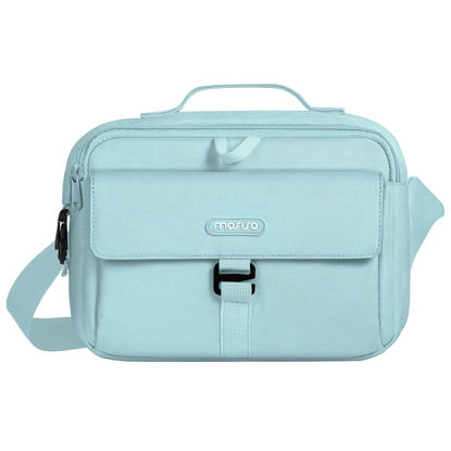 Picture of MOSISO Camera Shoulder Bag Case Crossbody Sling Purse, DSLR/SLR/Mirrorless Compact Padded Photography Handbag with Rain Cover Compatible with Canon/Nikon/Sony Cameras and Lenses, Air Blue