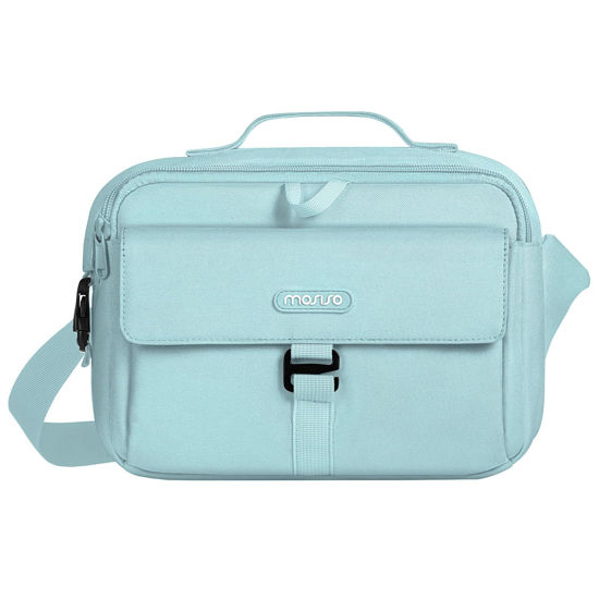 Picture of MOSISO Camera Shoulder Bag Case Crossbody Sling Purse, DSLR/SLR/Mirrorless Compact Padded Photography Handbag with Rain Cover Compatible with Canon/Nikon/Sony Cameras and Lenses, Air Blue