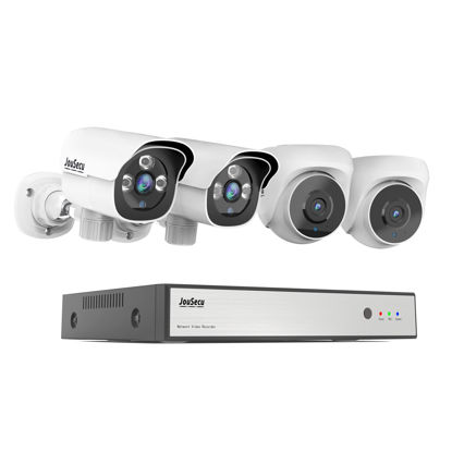 Picture of JouSecu 3MP 8CH Security Camera System, 4pcs PoE Security Cameras Wired with Motion Detection, One-Way Audio, 3MP 8CH NVR for 24-7 Recording, NO Hard Drive
